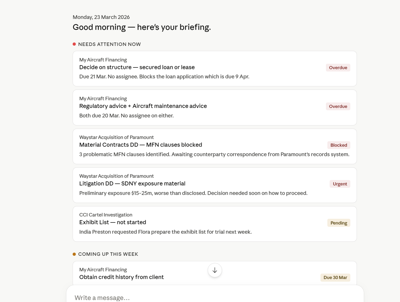Track & Organise dashboard